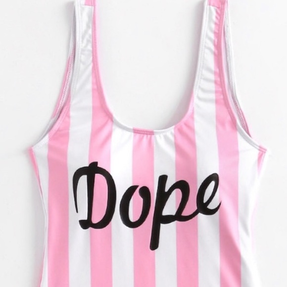 Dope pink striped one-piece monokini swimsuit - Picture 4 of 7